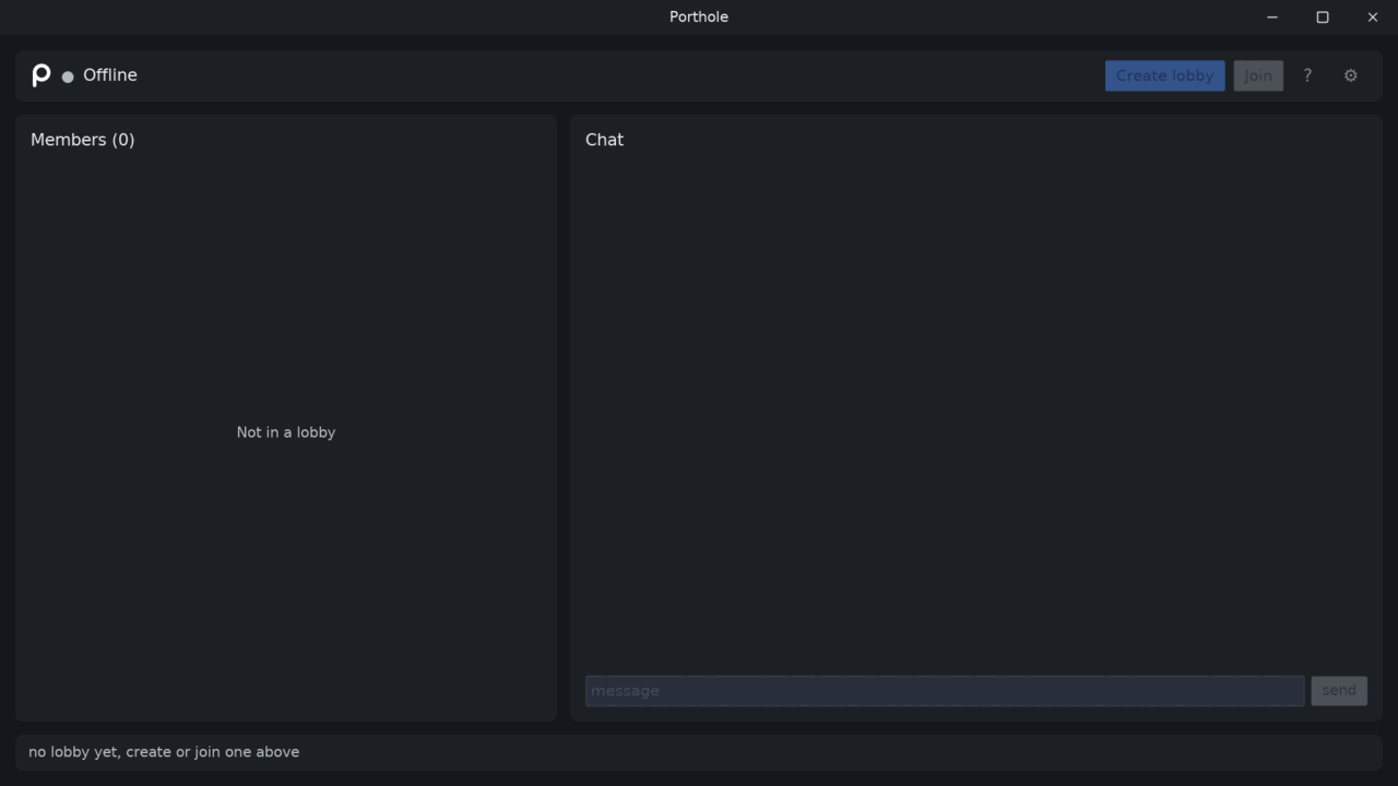 Porthole hosting a game server while a friend joins over Steam.